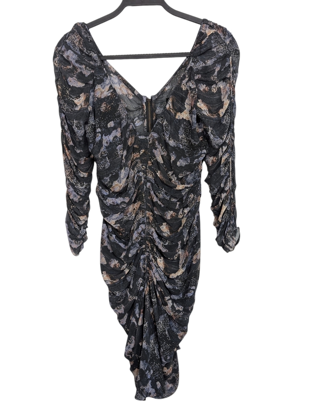Isabel Marant Abstract Print Ruched Silk Cocktail Party Dress Size 8 (40)